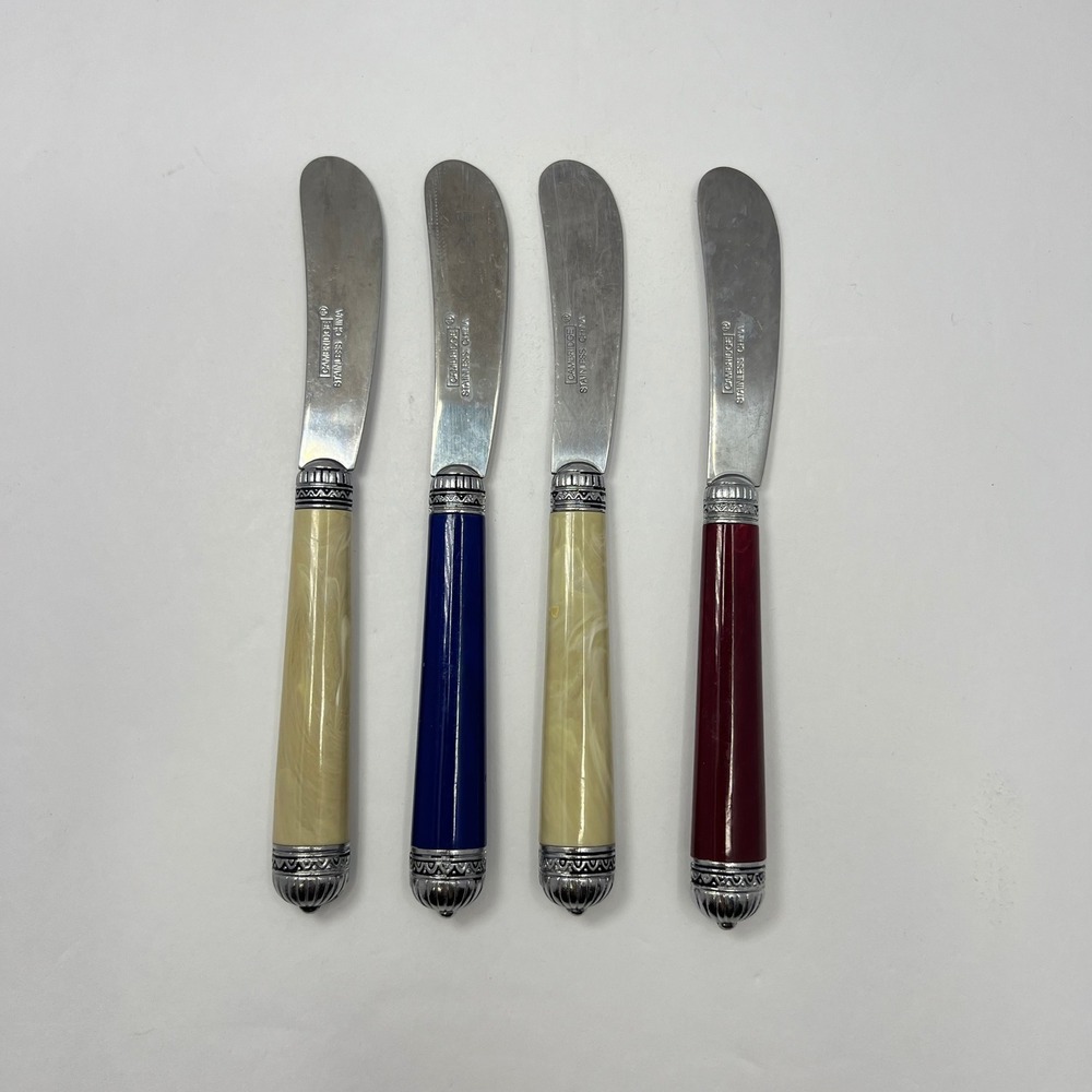 Cambridge Butter Spreader Set of 4 Faux Mother of Pearl Handle Stainless Vintage